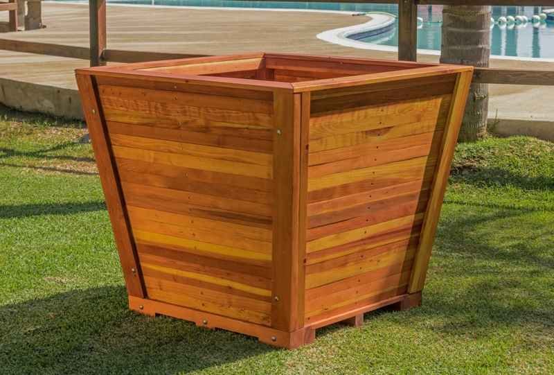Tapered Planter Tapered Silhouette Reddish Brown Wood Patio Pots