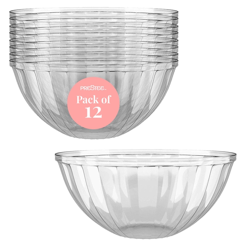 Tapered Serving Bowls Round Stackable Design Transparent Salad Set