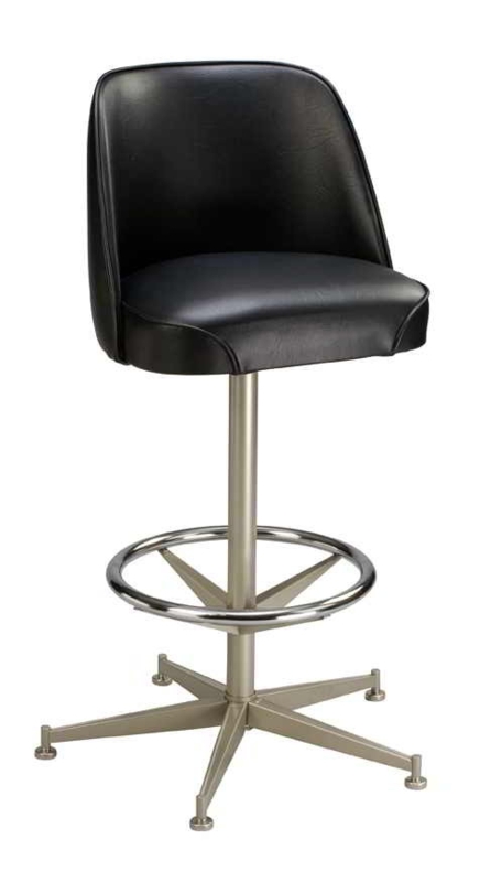 Teal Bucket Seat Bar Stool with Unique 5-Leg Chrome Base