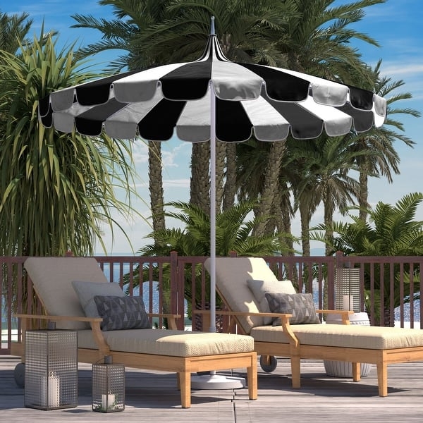 Tiered Pagoda Patio Umbrella in Blue and Natural