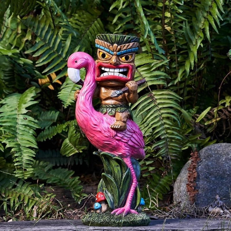 Tiki Statue Set Graduated Heights Glowing LED Eyes