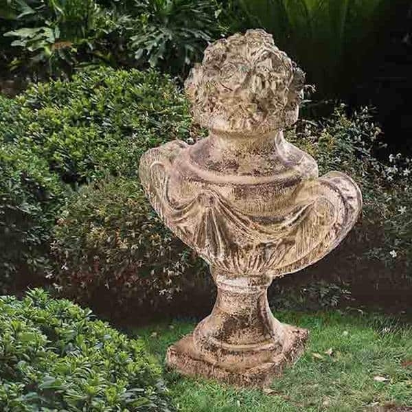 Topiary Statue Double Ball Weathered Stone Urn French Country Garden