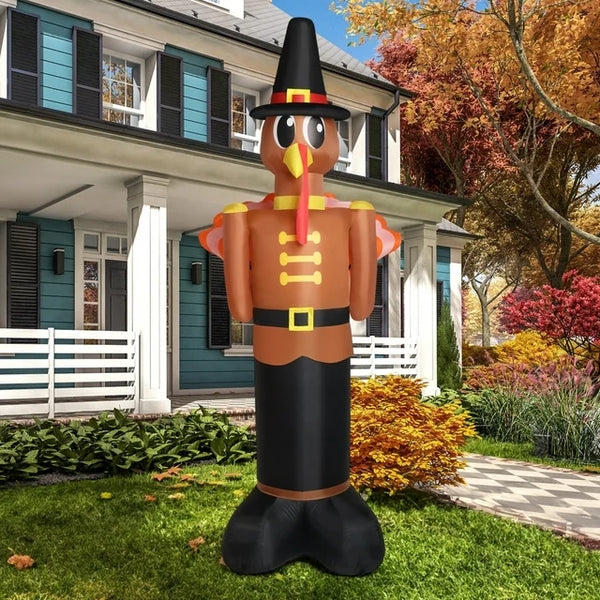 Towering 10ft Holiday Inflatable Turkey Soldier Uniform
