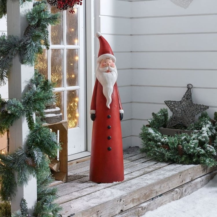 Traditional 30-Inch Resin Holiday Statue Holding Miniature Tree