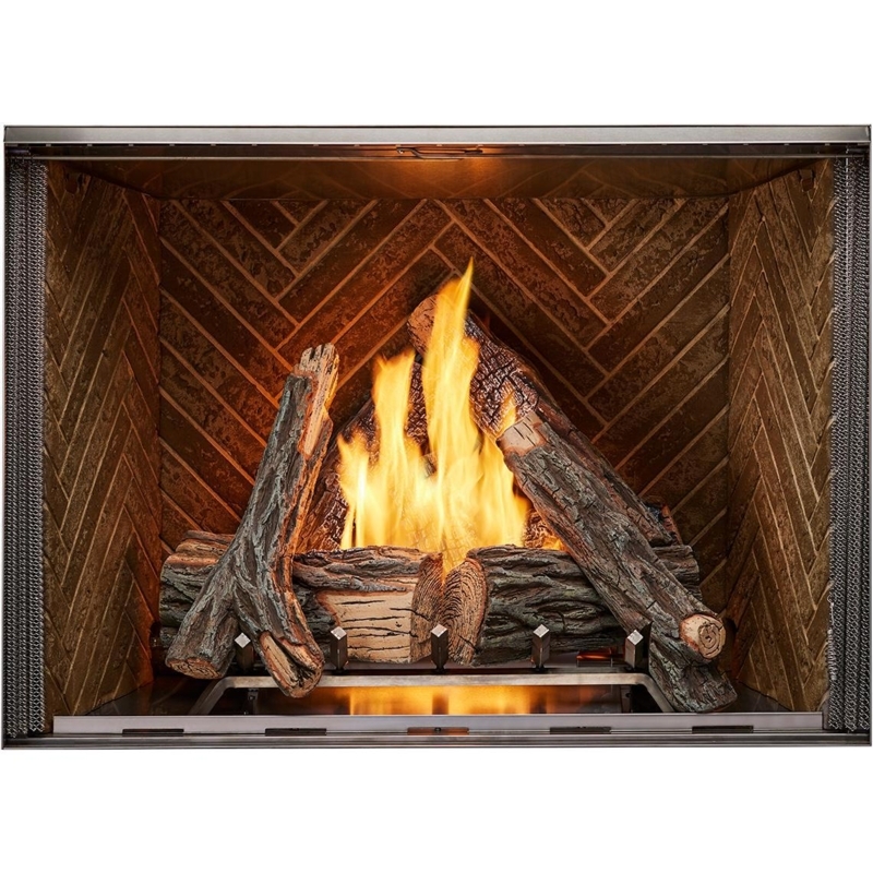 Traditional Gas Fireplace Logs with Vent Free Design and Stacked Stone