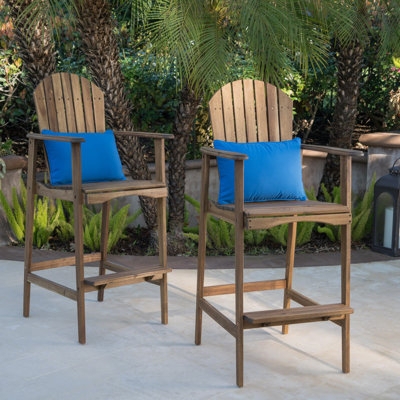Traditional Wood Toned Bar Stool Slat Back High Back