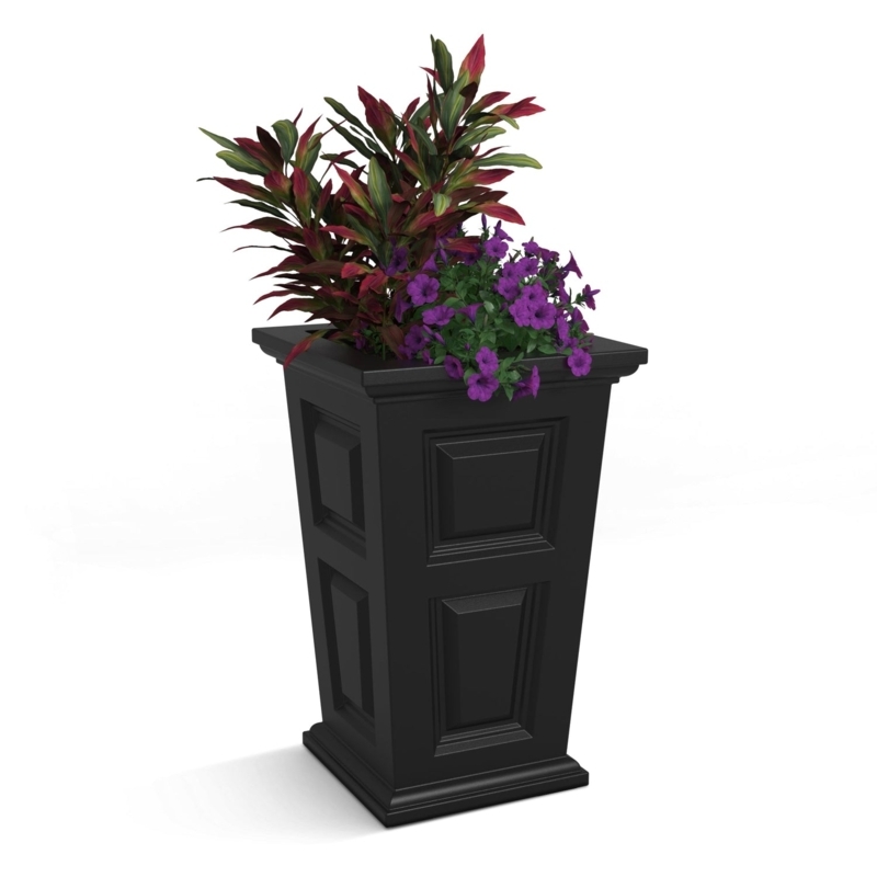 Transitional Tall Planter, Black Criss Cross Lattice Pattern