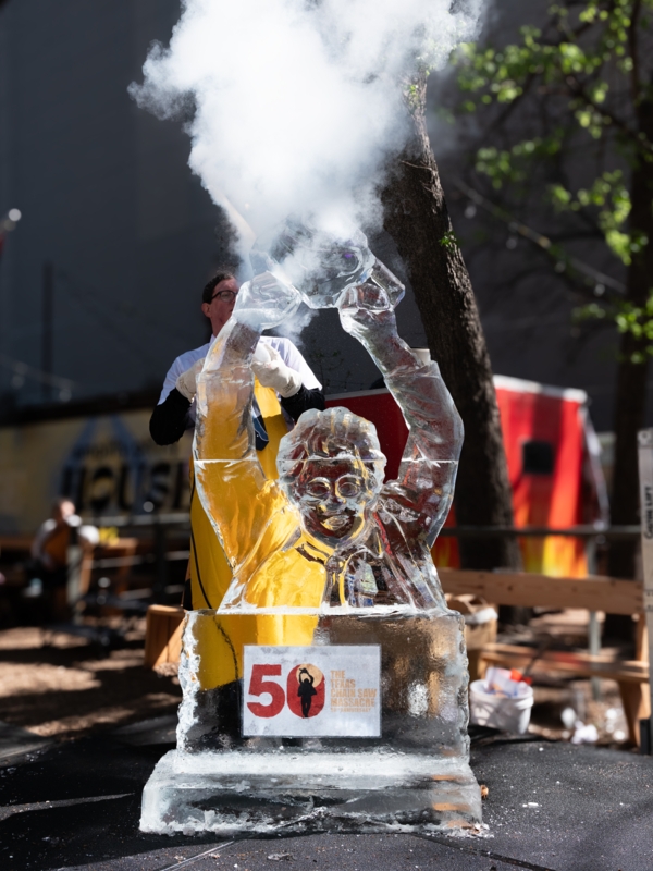 Translucent Hand-Carved Ice Sculpture of a Turkey for Event Display
