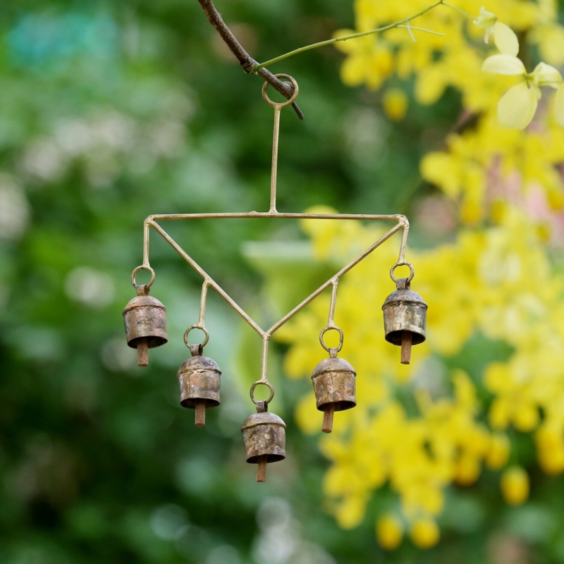 Tree of Life Wind Chimes accented with Red Faceted Beads and Bells