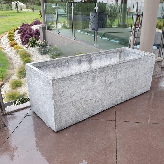 Trough Planter, Oversized Concrete Industrial Garden Box. (67 chars)