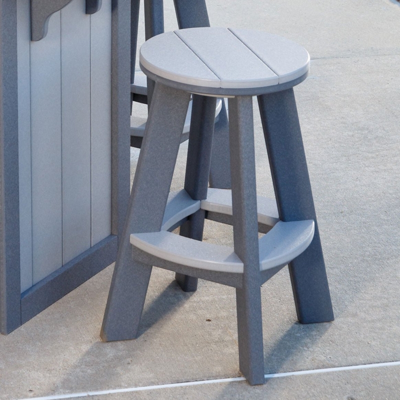 Two-Tone Poly Lumber Bar Stool in Slate Gray and White, Backless