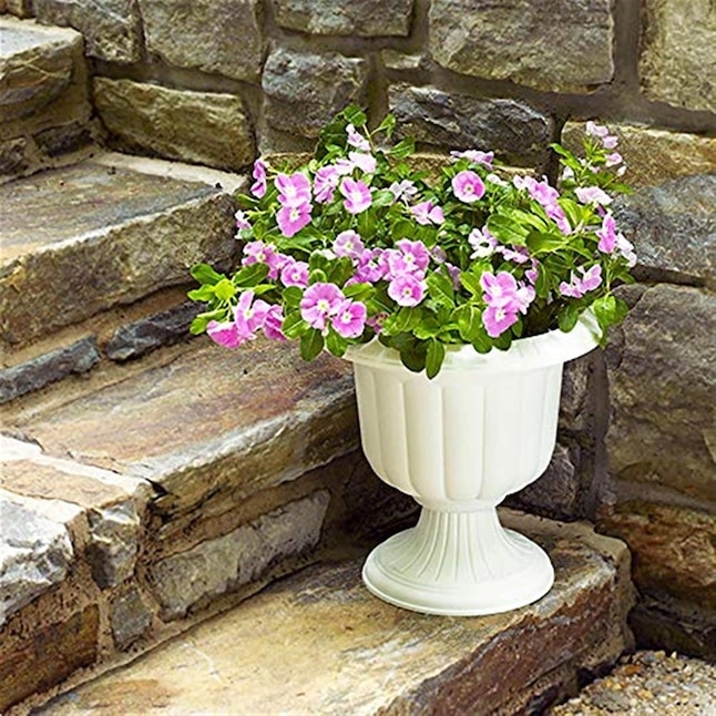 Urn Planter, Classical Silhouette, Pedestal Base, Matte White Finish