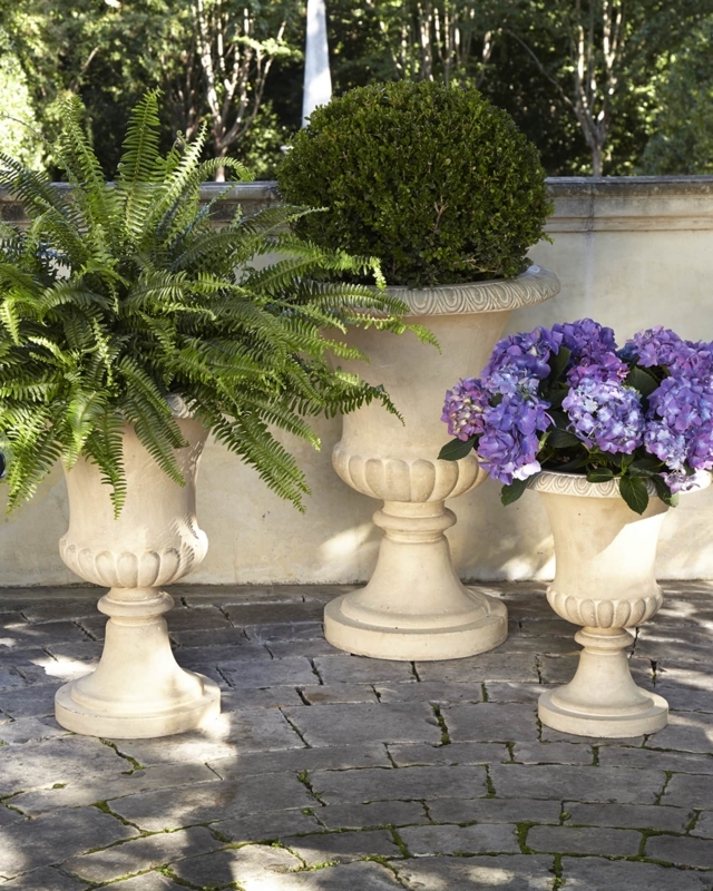 Urn Planter Pair, Weathered Finish with Ring Handles