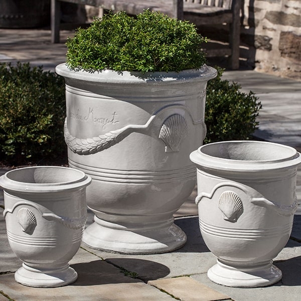 Urn Planter Set Antique Cream Finish Traditional Garden Decor Pedestal