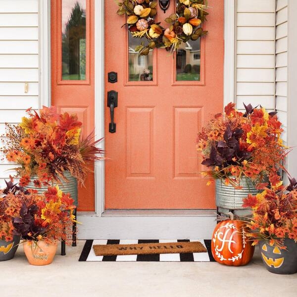 UV Resistant Artificial Flowers featuring Orange Mums Bundles