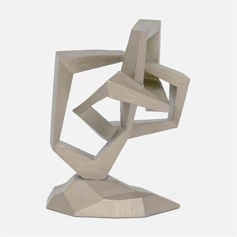 Vertical Abstract Sculpture Interconnected Loops Gold Toned Modern Shelf Decor