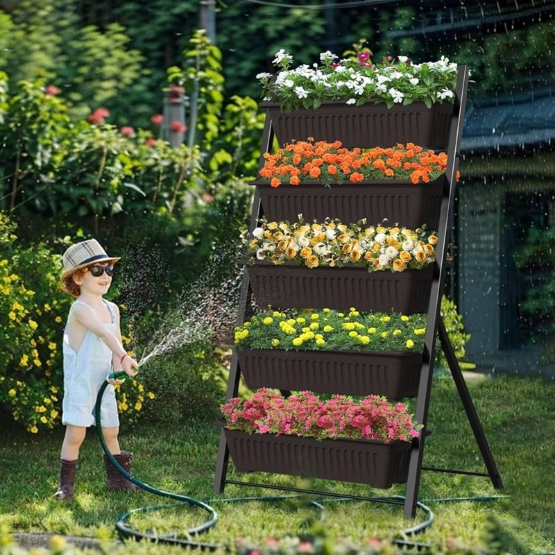 Vertical Garden Planter, 5-Tier Cascading Mobile Raised Garden Bed