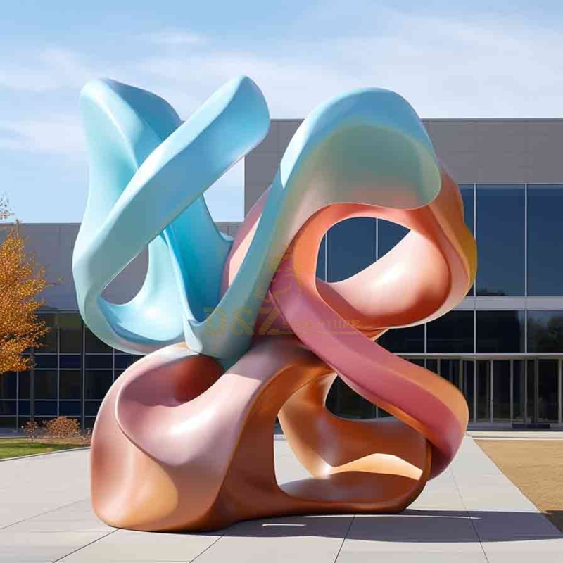 Vibrant Iridescent Garden Sculpture Polished Undulating Ribbon