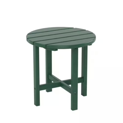 Vibrant Lime Green Patio Side Table Slatted Top Round Plastic