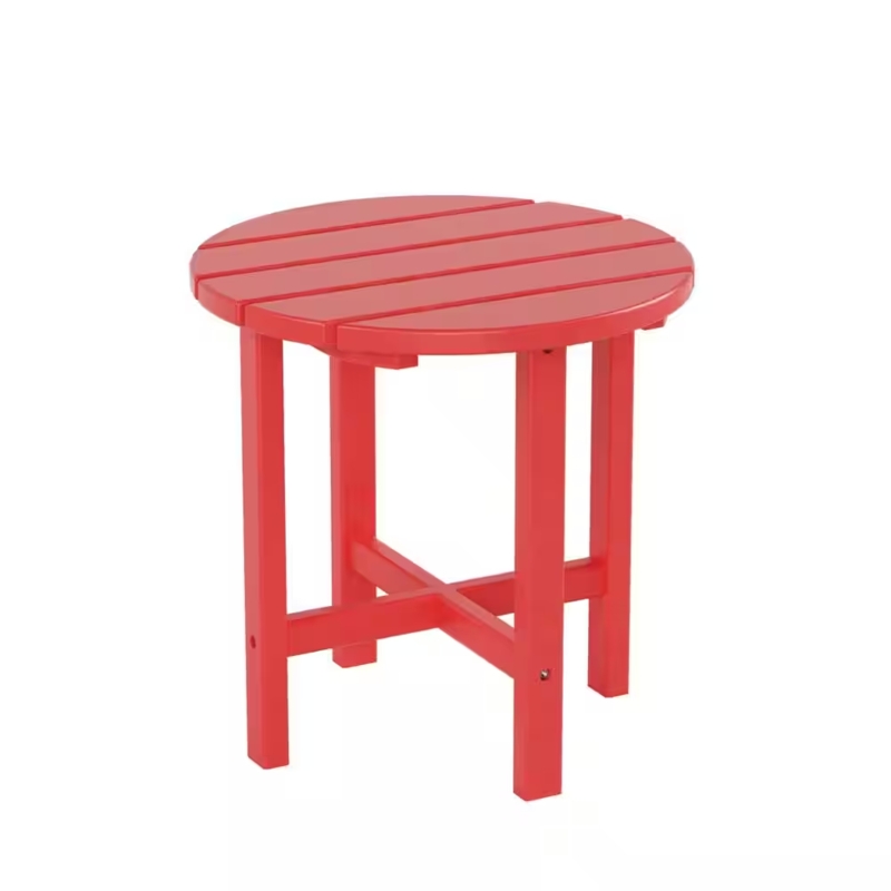 Vibrant Red Outdoor Side Table Minimalist Plastic Patio Tripod Base