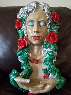 Vintage Style Lady Head Planter, Kitsch Figural Sculpted Bust