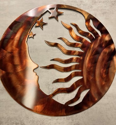 Wall Art Copper Finish Metal Cutouts Celestial Motif Decor