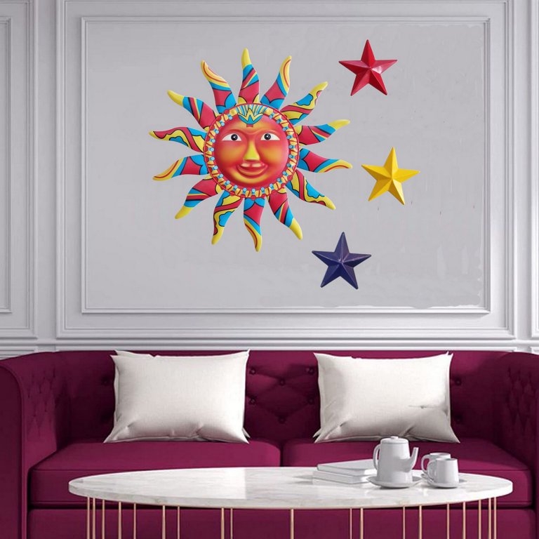 Wall Art Hammered Metal Texture Multicolored Wavy Rays