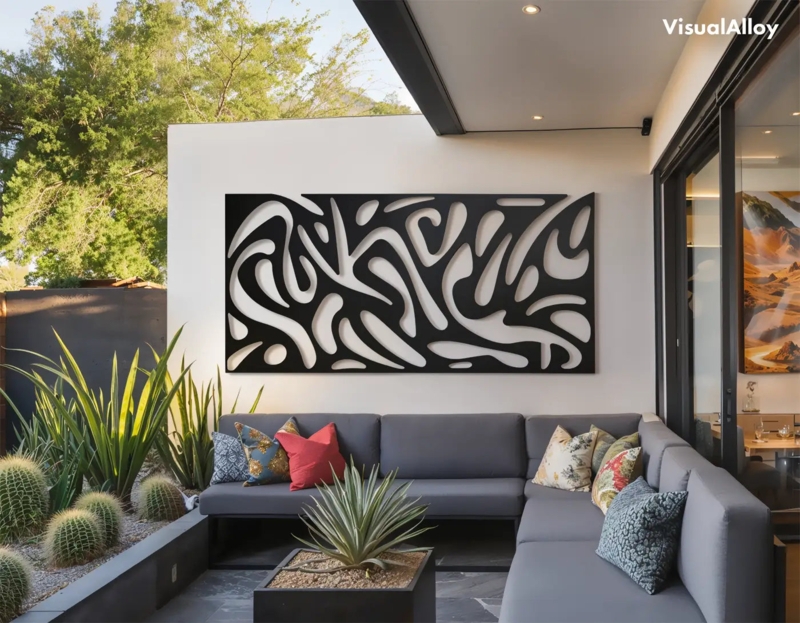 Wall Art Mountain Silhouette Matte Black Metal Rustic Outdoor Decor