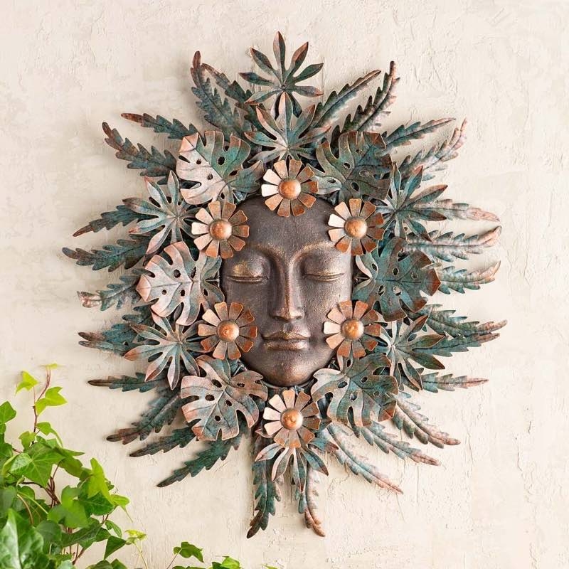 Wall Art Multicolor Leaves Tree Of Life Motif Antique Bronze Frame