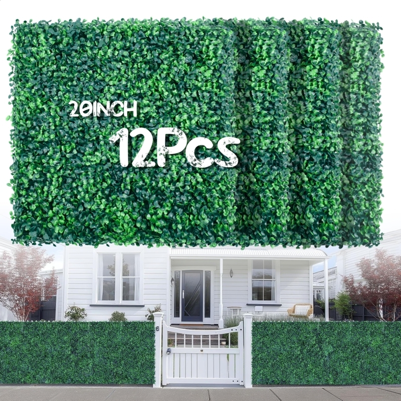 Wall Panel with Interlocking Grid and Dense Foliage for Privacy Screens