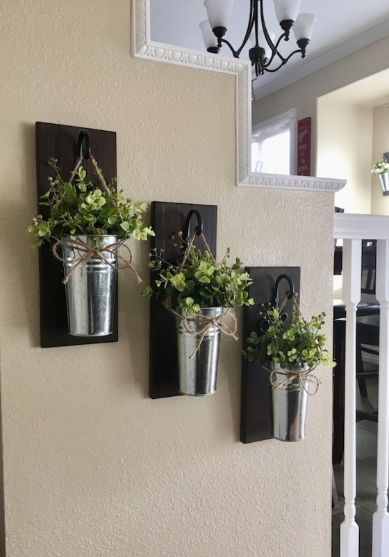 Wall Planter Mason Jar Vessel Wooden Sconce Rustic Farmhouse Decor