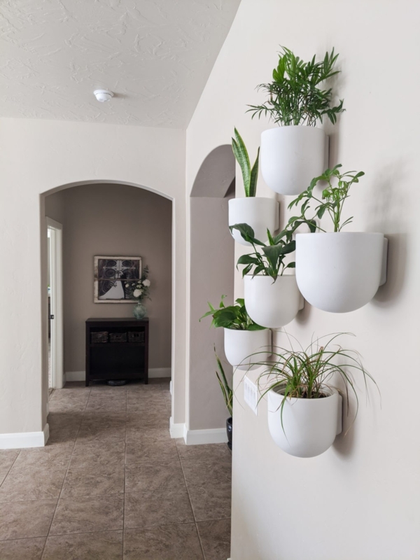 Wall Planter Set Vertical Arrangement White & Terracotta Boho Decor