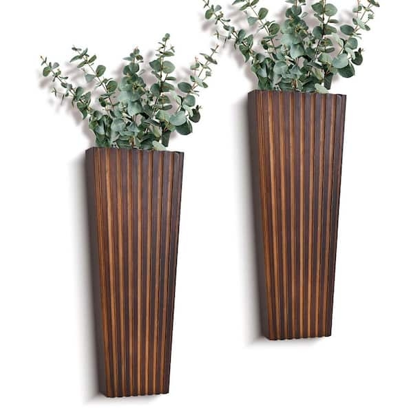 Wall Planter Slim Silhouette Natural Wood Finish Modern Farmhouse