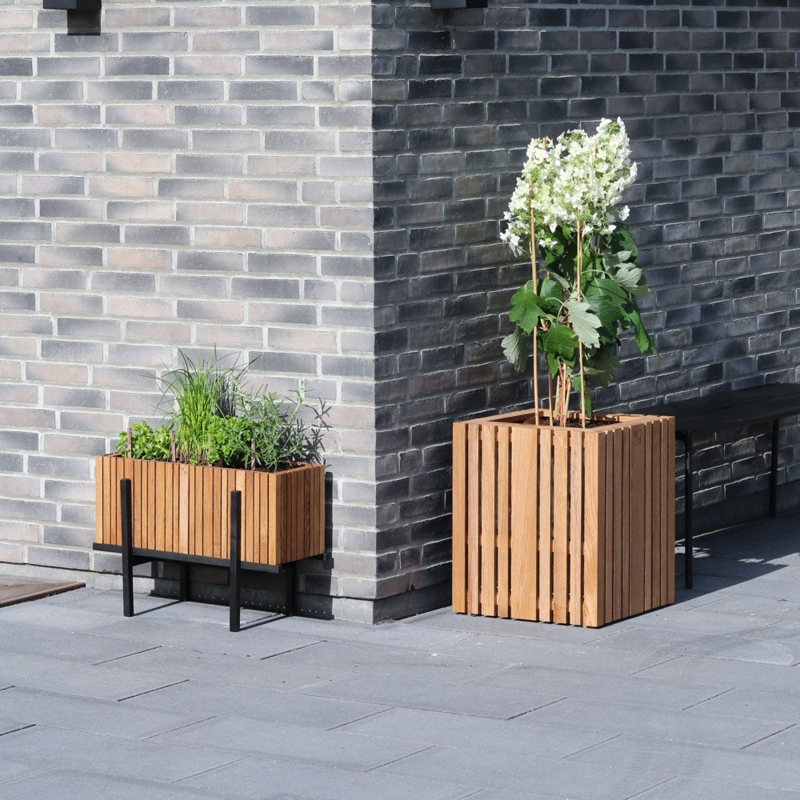 Wall Planter Wall Mounted Square Silhouette Slatted Wood Modern Decor