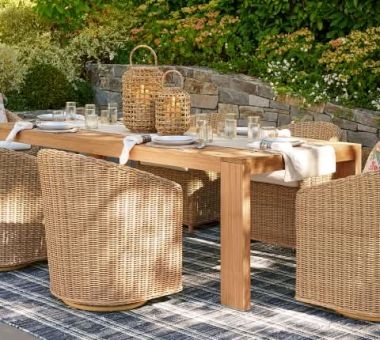 Weathered Wood Outdoor Dining Set with Slatted Design for Ten