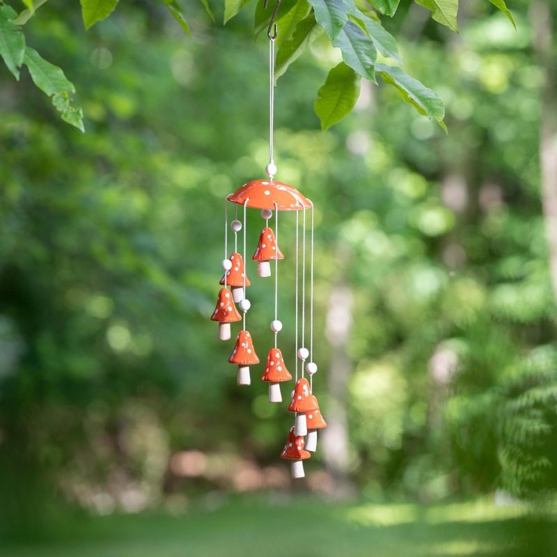 Whimsical Mushroom Garden Decor with Glossy Red Polka Dot Finish