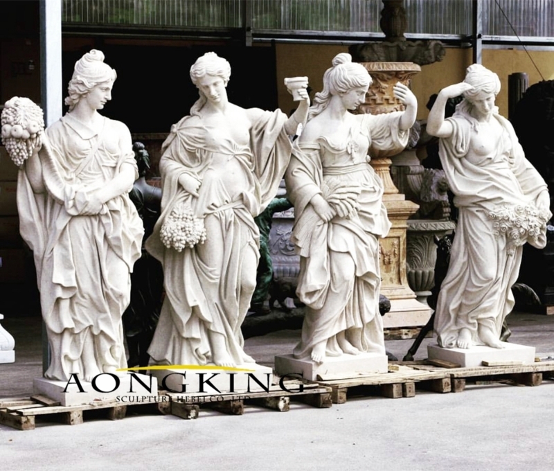 White Garden Statue of Classical Goddess featuring Integrated Bowl