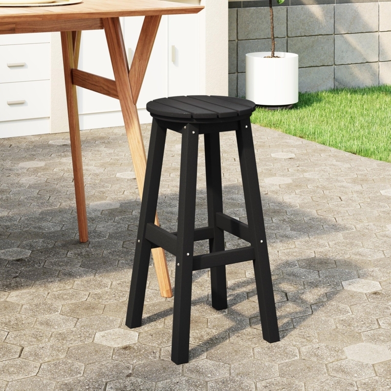 White HDPE Bar Stool with Modern Circular Backrest for Balcony