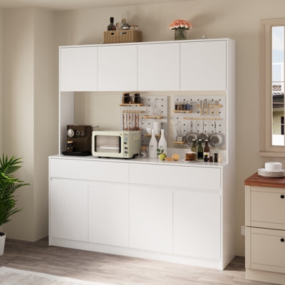 White Kitchen Pantry With Coffee Niche Two Tone Scandinavian Design