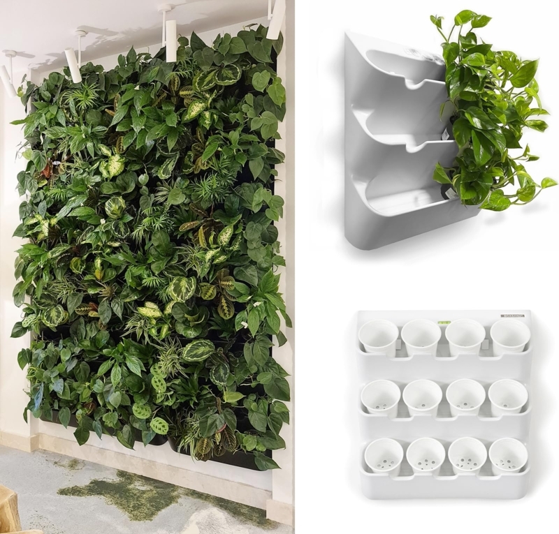 White Modular Grid Wall Planter 12 Compartment Vertical Garden System