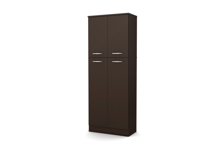 White Pantry Cabinet Shaker Style Four Door Narrow Profile