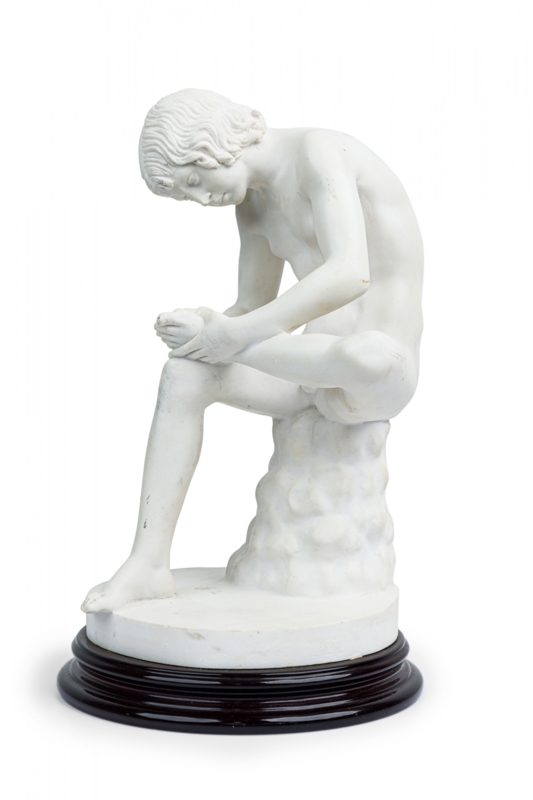 White Porcelain Figurine of Boy with Thorn in Neo-Classical Style