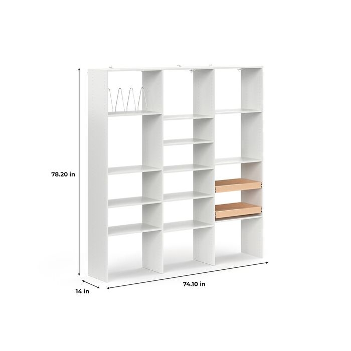 White Reach-In Pantry System with Central Tower & Wire Shelving