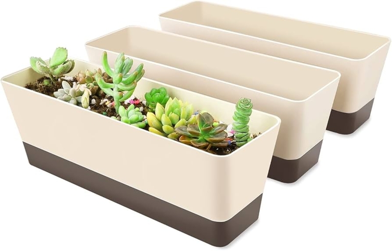Window Box Planter Set Matte Black Matching Base Tray Low Profile