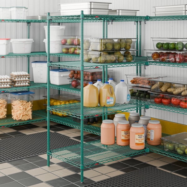 Wire Shelving Unit Olive Green Adjustable 4-Shelf Industrial Storage