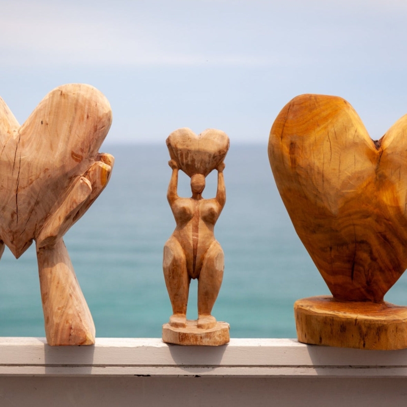 Wood Sculpture, Abstract Eucalyptus, Deep Cracks, Natural Matte Finish.