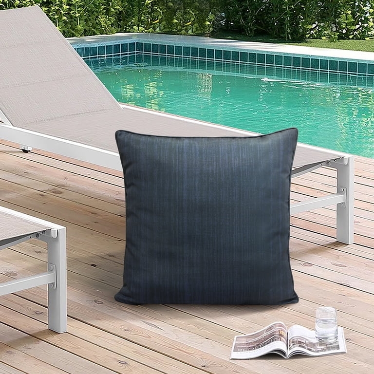 Woven Texture Throw Pillow Large Scale Navy Blue Outdoor Cushion