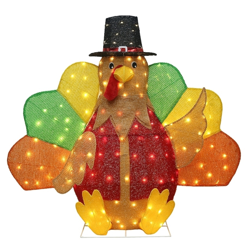 Yard Decoration, Four-Foot Lighted Turkey with Illuminated Mesh