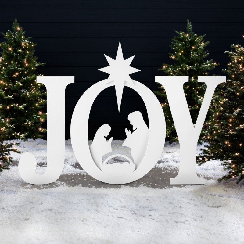 Yard Decoration, Illuminated JOY Sign, Nativity Silhouette