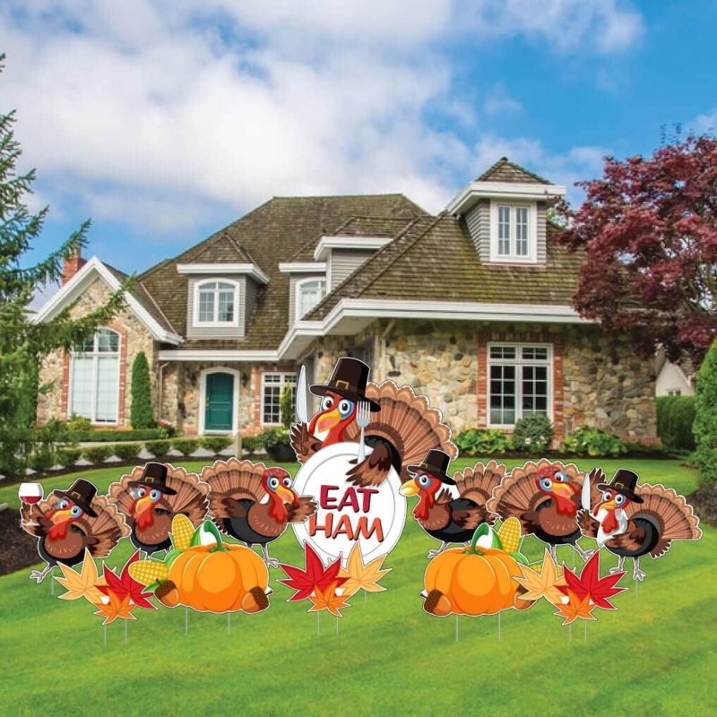 Yard Decoration Set 12 Piece Variety Eat Ham Typography Funny Lawn Signs
